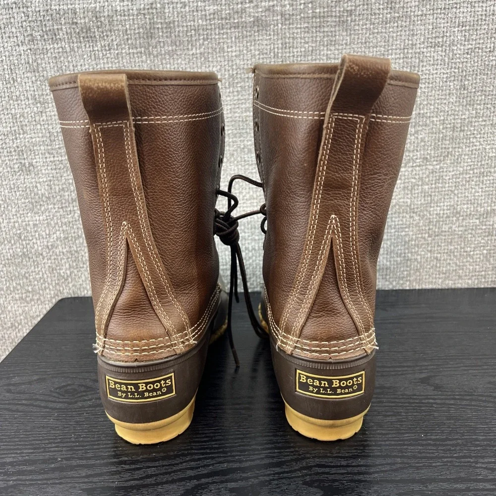 L.L. Bean‎ Women's Bean Boots 9N Narrow Brown Shearling Leather Vintage 90's New